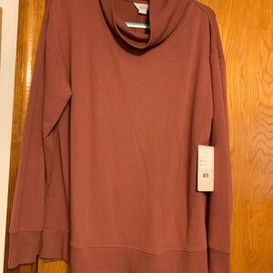 Cozy Cowl Neck Sweatshirt in Rust Danskin